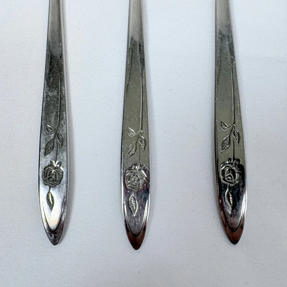 Vtg Oneida Community Stainless My Rose Iced Tea Spoons Set of 5 7.5